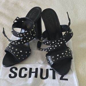 SCHUTZ Black Studded Heels